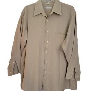 Geoffrey Beene Mens Size 17 Long Sleeve 32 33 Cotton Blend Wrinkle Free Pocket